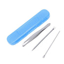 3 pcs ear wax remover earlobe blackhead needle eyebrow tweezers with box