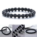 100% Natural Black Onyx Bead Real Stone Mens Stretch Elastic Bracelet 8mm Hot