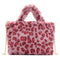 Women Plush Leopard Shoulder Handbag Large Crossbody Bags (1 Rose Red)
