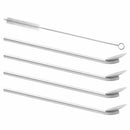 Fine Stainless Steel Reusable Spoon Drink Straw Set Long Spoons / Stirrer F H7W4