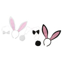 2 Sets Kids Pink Black Cute Bunny Costume Headband Tail Necktie Fancy Dress