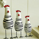 Home Decorative Craft 3Pcs Little Happy Chicken Family Set Wood Chicken Dec