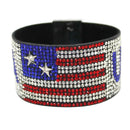 Hot Infinity Love USA With Flag Charms Rhinestone Bracelet- Red/Blue/White