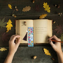 DIY Special Shaped Diamond Painting Color Flower Tassel Leather Bookmark