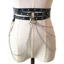 Punk Women Faux Leather Harness Garter Belt Strap Waistband Binding Chain BlacOZ