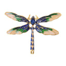 Colorful Women Dragonfly Crystal Drip Brooch Enamel Insect Lapel Pin (Blue)