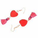 Simple Temperament Girl Heart Ball Velvet Tassel Earrings Long Stud EarringsF8J2