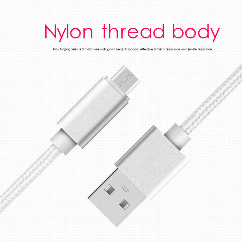 2pcs 6ft Nylon Micro USB Charger Cable Fast Charging Data Cord for Android Phone