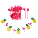 Pineapple Bunting Hawaiian Flamingo Party Luau Garland 25pcs Drinking Straws