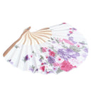 Bamboo Flower Printed Japanese Style Foldable Hand Held Fan Gift Decor