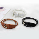 Unisex European Fashion Multilayer Simple Knit Leather Bracelet (Black) A