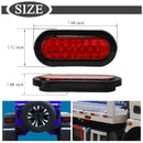 2Pcs 6 Inch Oval Red 22 LED Truck Taillight Transparent Reversing Tail Ligh