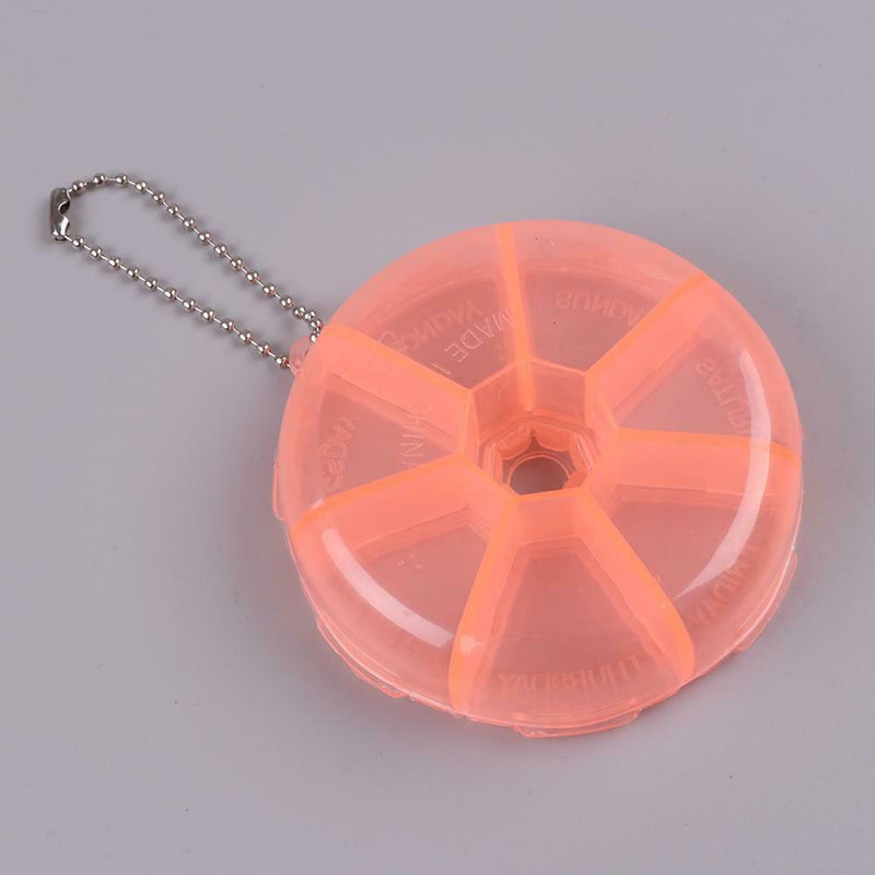 Portable 7 Day Weekly Round Drug Pill Box Medicine Splitters (Watermelon)