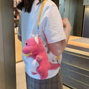 Women Cute Dinosaur Plush Satchel Girl Mini Shoulder Money Phone Bag (Pink)