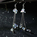 Crystal Charm Rhinestone Bride Earrings Long Tassel Ear Stud Dangle Earrings