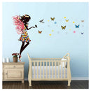 Angel butterfly wings Beautiful girl color Wall Stickers L7U5