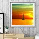 5D DIY Diamond Painting Full Drill Sea Sunset Ship Embroidery Cross Stitch