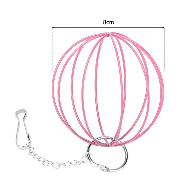 Stainless Steel Plating Pet Hay Manger Food Ball Rabbit Grass Rack (Pink) A