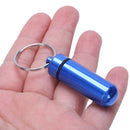 Royal Blue Aluminum Pill Tablet Case Box Cylinder Holder w Keyring A8T2