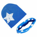 Kids Boys Girls 2Pcs Set Stars Prints O-ring Scarf Neckerchief+Cute Beanies R4E5