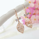 Chic Large Filigree Leaf Zircon Dangle Drop Earring Women Girls Jewelry