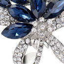 Brooch pin Woman's elegant flower shape and blue crystal rhinestone jewelry