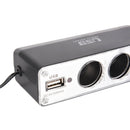 Triple Socket Splitter Cigarette Lighter Adapter Plug & USB Port 3 Way Charge ^