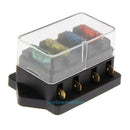 4 Way Circuit Standard  Blade Fuse Box Block Holder 12V/24V + Fuse