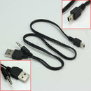 51cm Length Mini 5 Pin Male to 3.5mm Aux + Standard USB Charging Audio Cable
