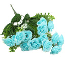 Artificial Rose Flowers 15 Flower Head Leaf Bridal Wedding Garden Decor DIY