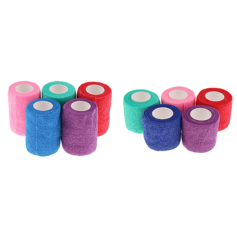 Pet Puppy Cat Vet Tape Anti-Bite Self-Adhesive Bandage Elastic, 10 Roll, Rand