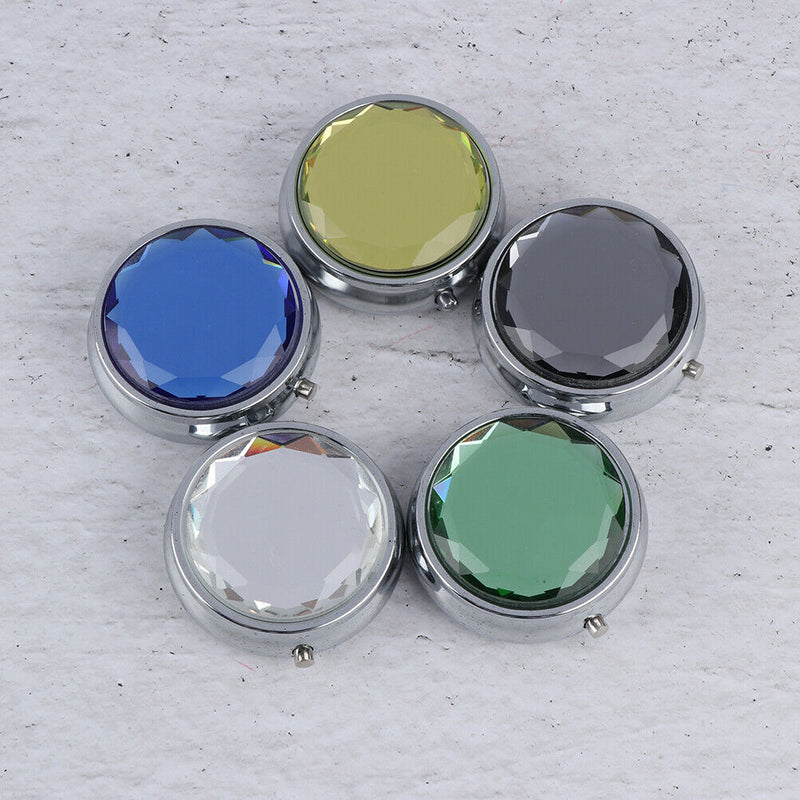 Portable Pocket Pill Case 3 Compartments Medicine Box Round Folding Organizer Kw