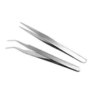 2Pcs Stainless Steel Nail Art Tweezer Tool Gems Eyelash Nail Art Picking Tools