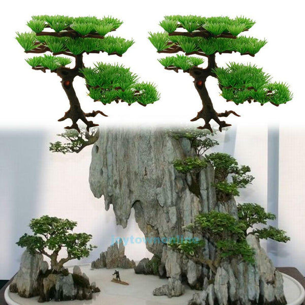 Artificial Plastic Pine Tree Aquarium Fish Tank Rockery Bonsai Ornament Decor