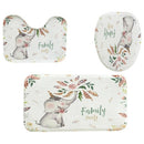 4Pcs Home Bathroom Decor Set Cool White Background Flower Elephant Pattern