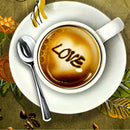 8pcs Valentine Printing Pattern Coffee Milk Template Mold Strew Spray Pad