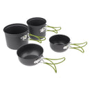 4x Portable Outdoor Cookware Camping Picnic Cooking Bowl Pan Pot Set, Scratch