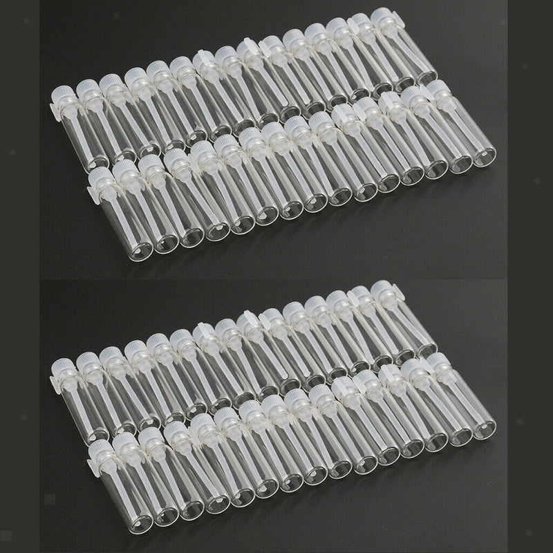 60X, Empty Mini Premium Trial Bottles, Refillable Clear Glass Vials Jars with