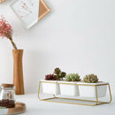 Nordic Simple Wrought Iron Flower Pot Set Three Pots One Shelf Square Ceram D4J2