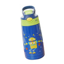 400ml Kid Spill-Proof Sippy Vacuum Cup with Straw School Outdoor Dark Blue
