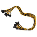 8Pcs 6 Pin PCI-e To 8 Pin (6+2) PCI-e Power Cable 70cm For Graphic Cards GPU