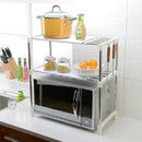 Stainless Steel Adjustable Multifunctional Microwave Oven Shelf Rack Standi