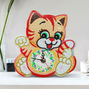 DIY Full Drill Diamond Painting Kitten Clock Pendants Embroidery Mosaic Kit