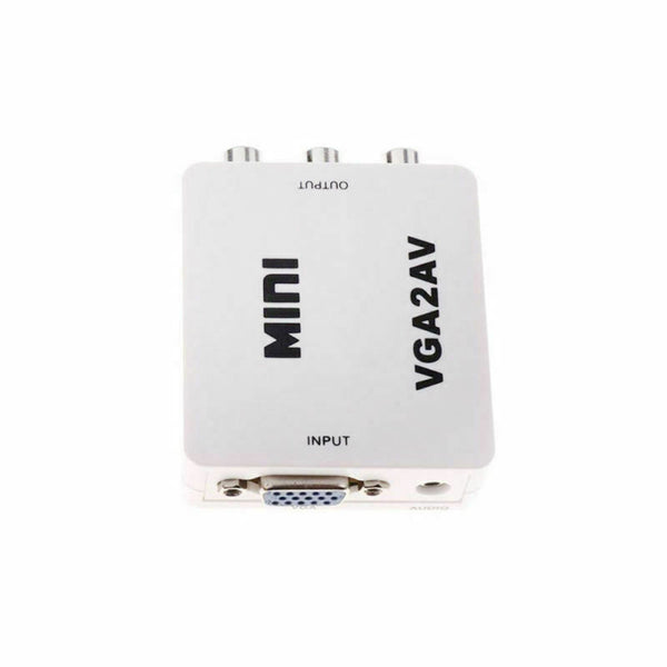 VGA to AV RCA Composite Converter Adapter Box with Audio PC to TV White CXV