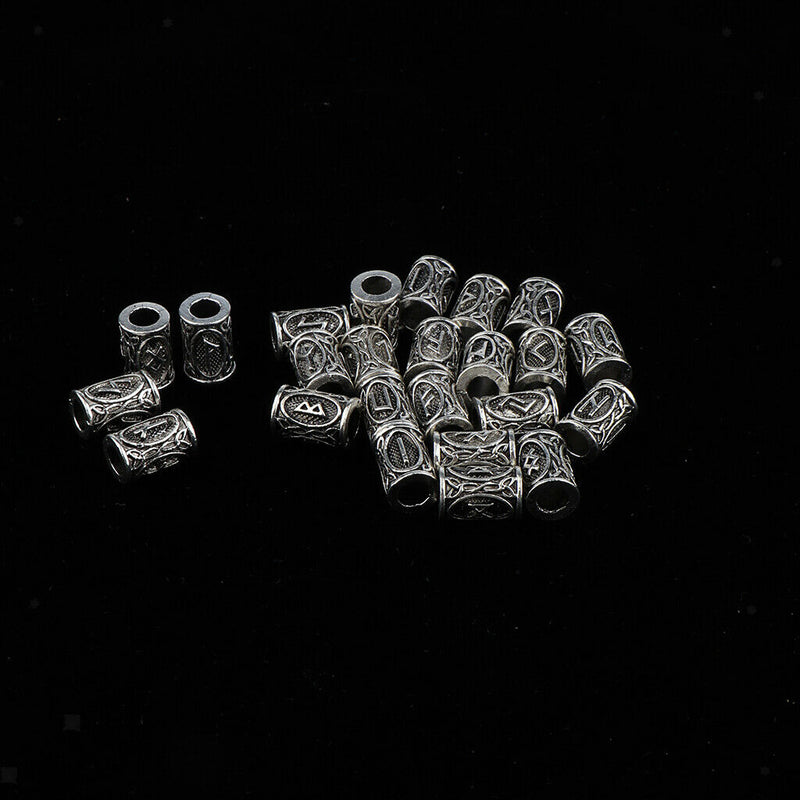 24 Pieces Norse Viking Rune Dreadlocks Beads Metal Hair Beards Pendants Rings