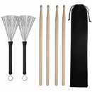2 Pair 5A Drum Sticks Classic Maple Wood Drumsticks Sets and 1 Pair Drum Wi D6U6