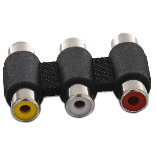 5X(3 RCA PHONO FEMALE SOCKET COUPLER EXTENSION ADAPTER R9A1)
