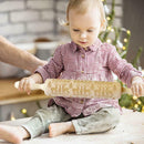 Christmas Snowflake Elk Wooden Rolling Pin Dough Engraved Roller DIY Tool