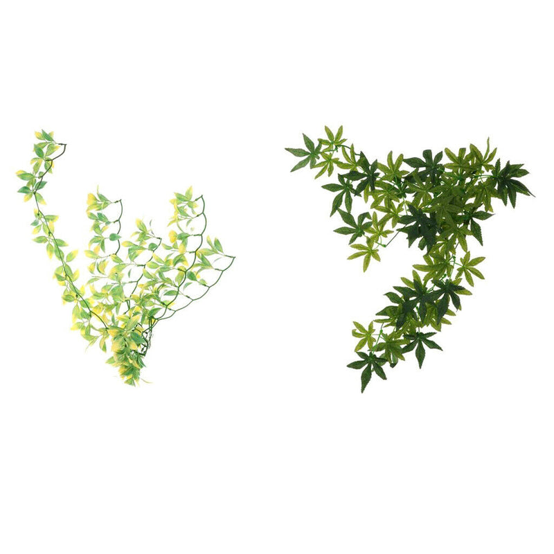 Set of 2, 50cm/20inch Reptile Vivarium Artificial Yellow Green Vines Plastic