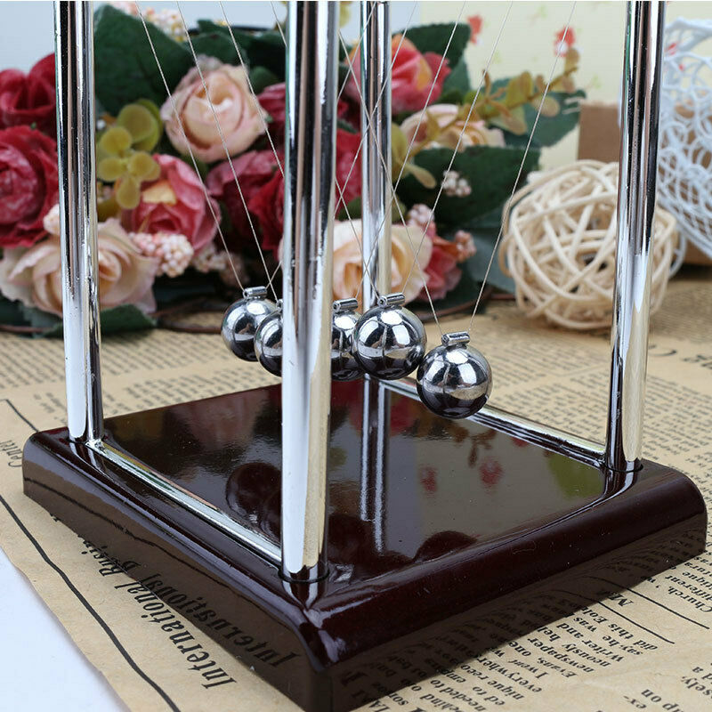 Newtons Cradle Steel Balance Balls Physics Science Pendulum Desk Accesso DHG